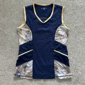 Sofibella Blue Gold Animal Print Tank‎ Top Size Small